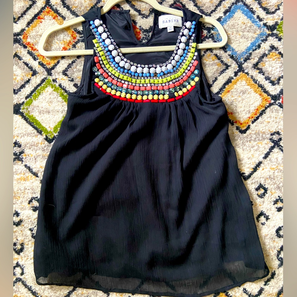 Sabine Jeweled Neckline Blouse